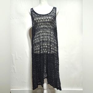 Profile By Gottex Black Midi Scoop Neck Lace Swim Suit Cover Up Size M NWT